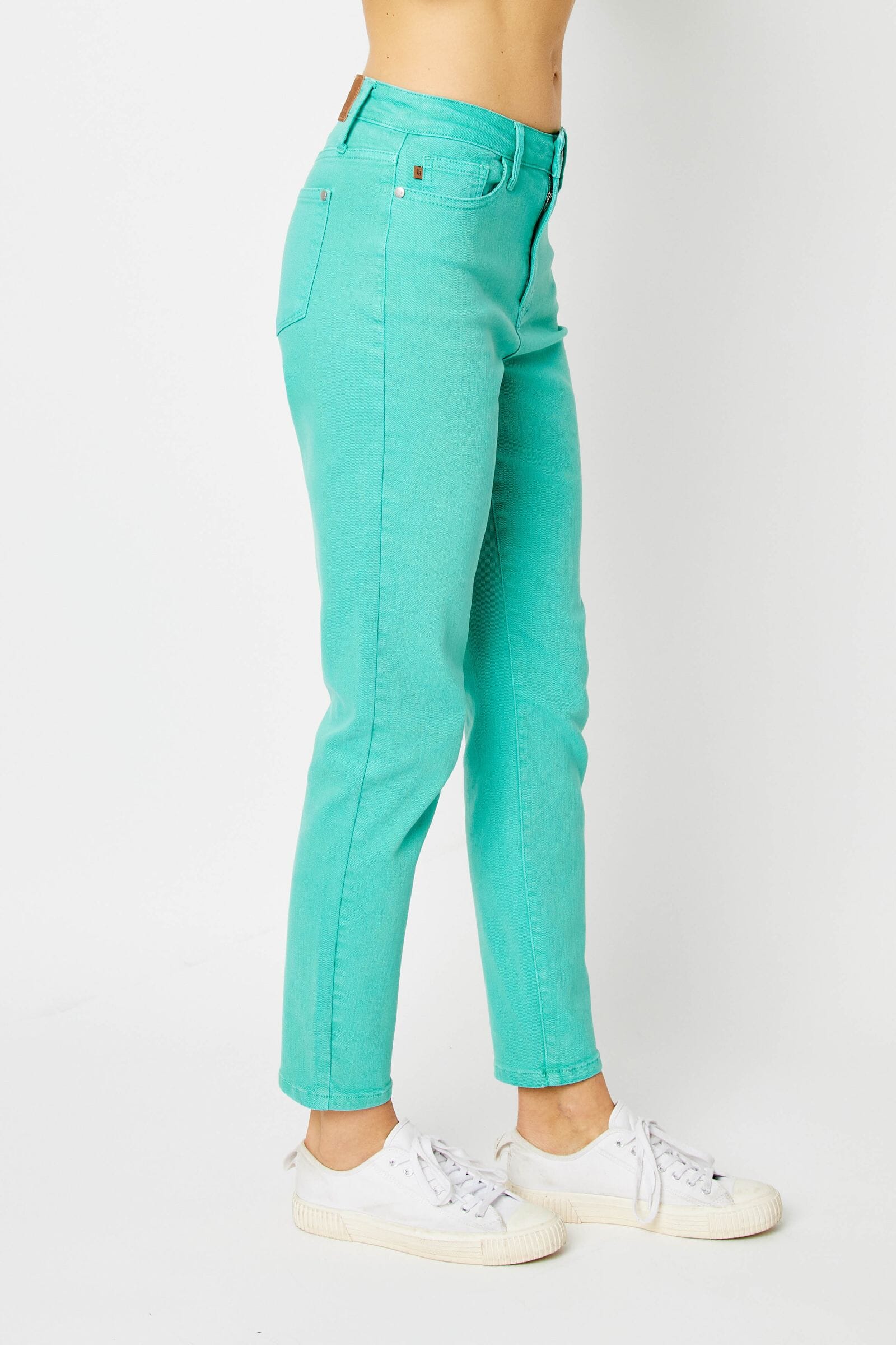 Bridgette High Rise Garment Dyed Slim Jeans in Aquamarine Womens Ave Shops 