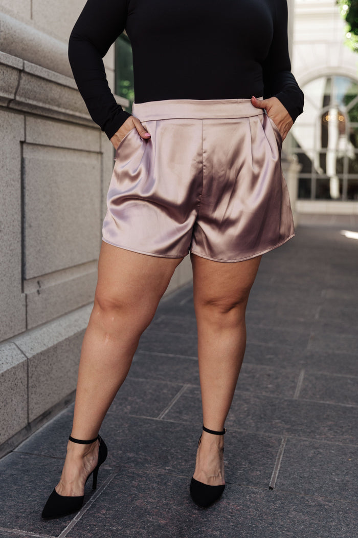 Champagne and Roses Satin Shorts Womens Ave Shops 