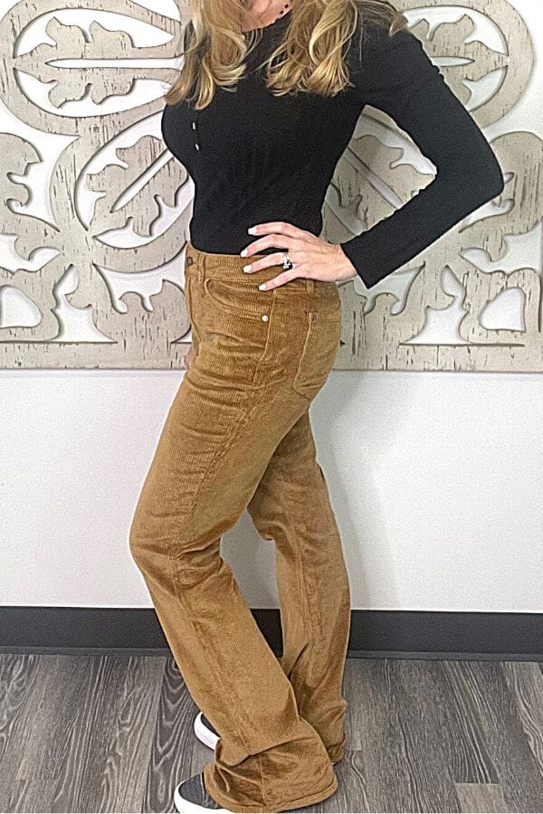 Cordelia Bootcut Corduroy Pants in Camel Jeans Ave Shops