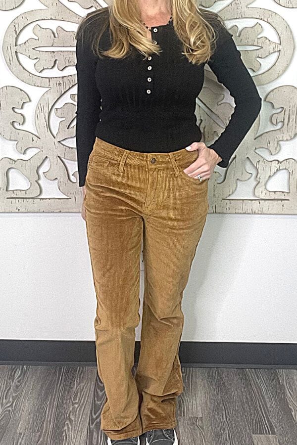 Cordelia Bootcut Corduroy Pants in Camel Jeans Ave Shops
