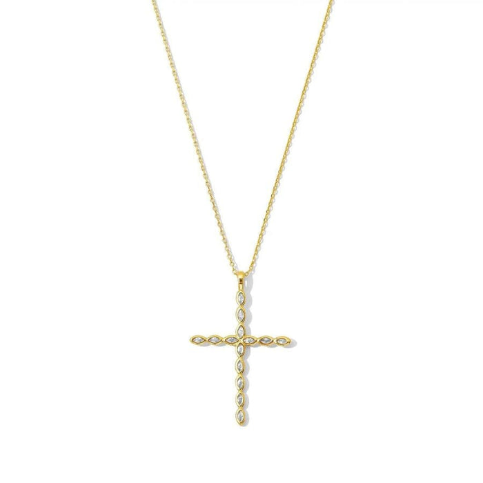 Gold Large Cz Cross Pendant Necklace Necklace Splendid Iris 