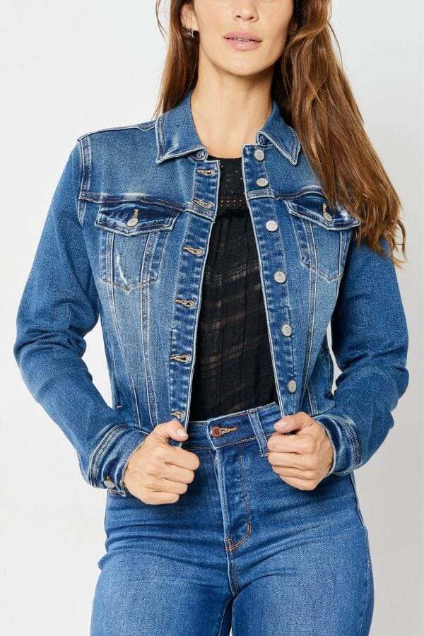 Judy Blue Denim Classic Destroy Jacket denim jacket Judy Blue