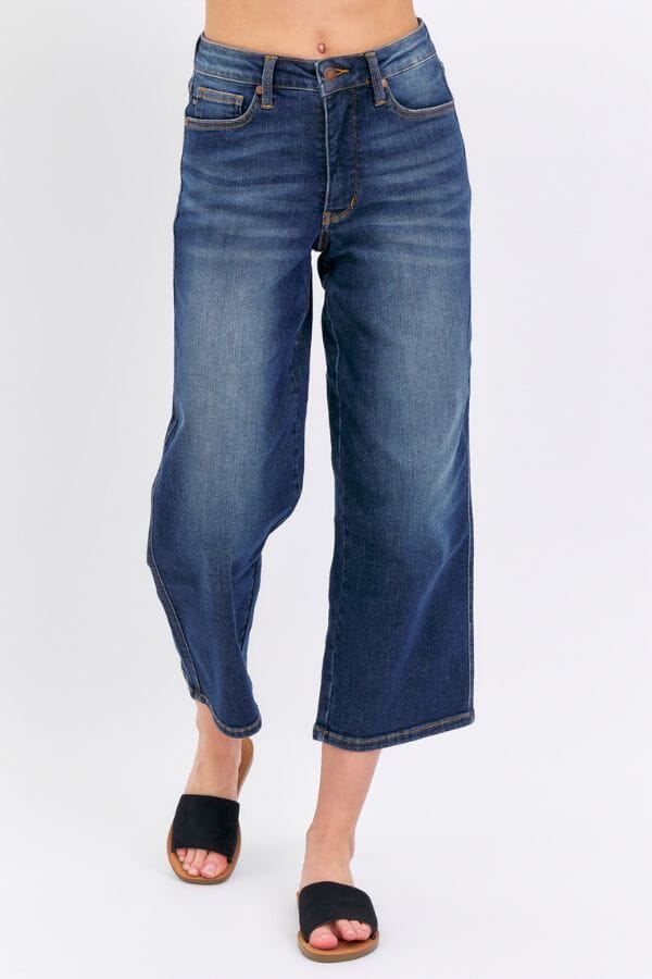 Judy Blue Tummy Control Crop Wide Leg Jeans Jeans Judy Blue