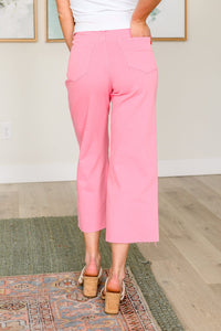 Lisa High Rise Control Top Wide Leg Crop Jeans in Pink Denim Ave Shops 