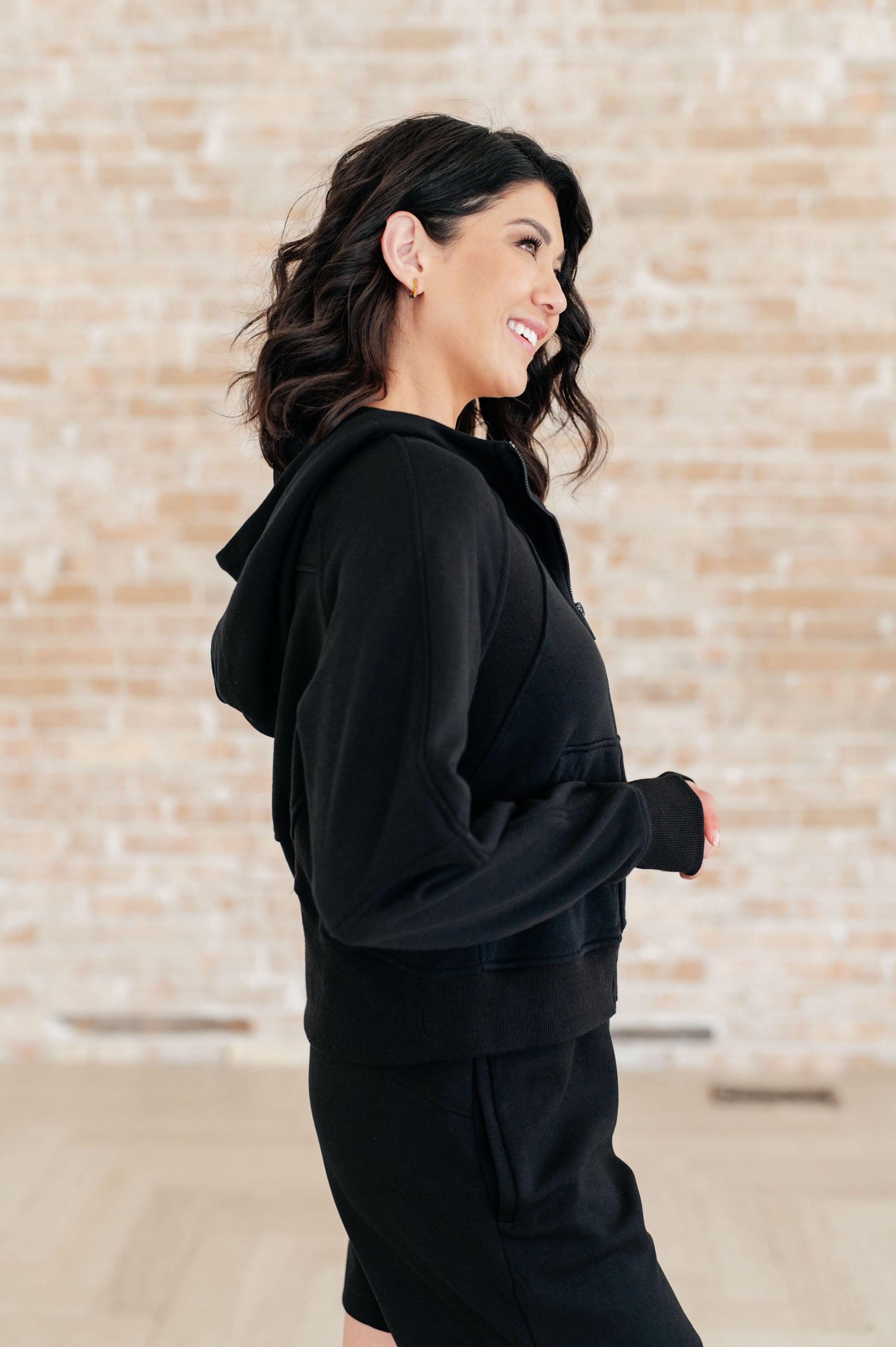 Sun or Shade Zip Up Jacket in Black Athleisure Ave Shops 