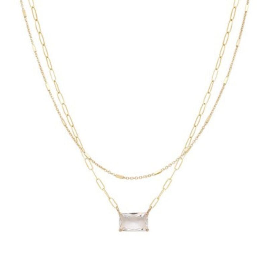 Meghan Browne Demi Gold Clear Necklace Necklace Meghan Browne 