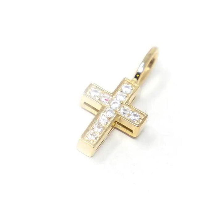 The Sis Kiss Crystal Cross Charm Gold Necklace Charm The Sis Kiss