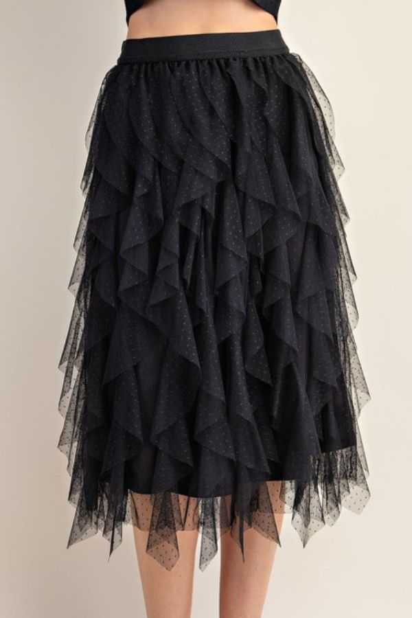 black-embellished-tulle-layered-midi-skirts