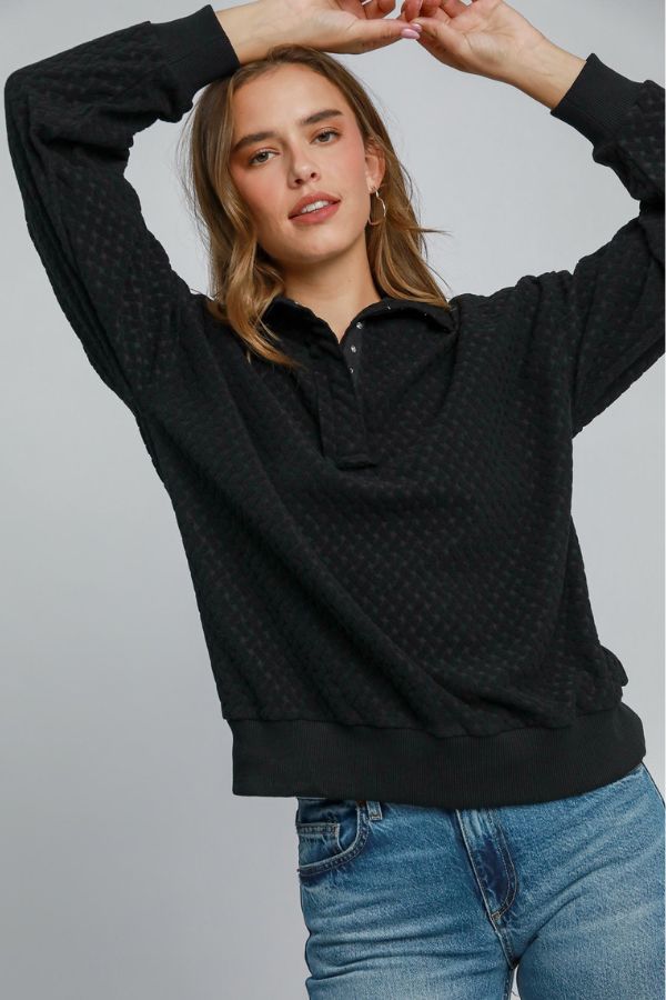 Black Texted Pullover Top