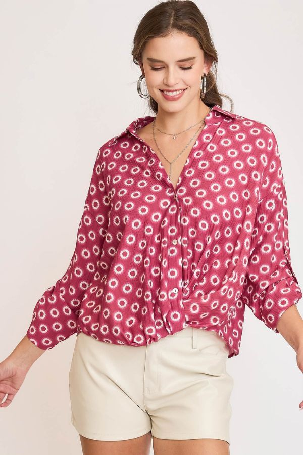 magenta-v-neck-twist-wrap-printed-blouse