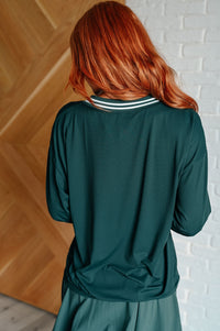 All Out Comfort V-Neck Pullover in Midnight Green Tops Ave Shops 