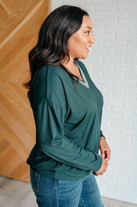 All Out Comfort V-Neck Pullover in Midnight Green Tops Ave Shops 