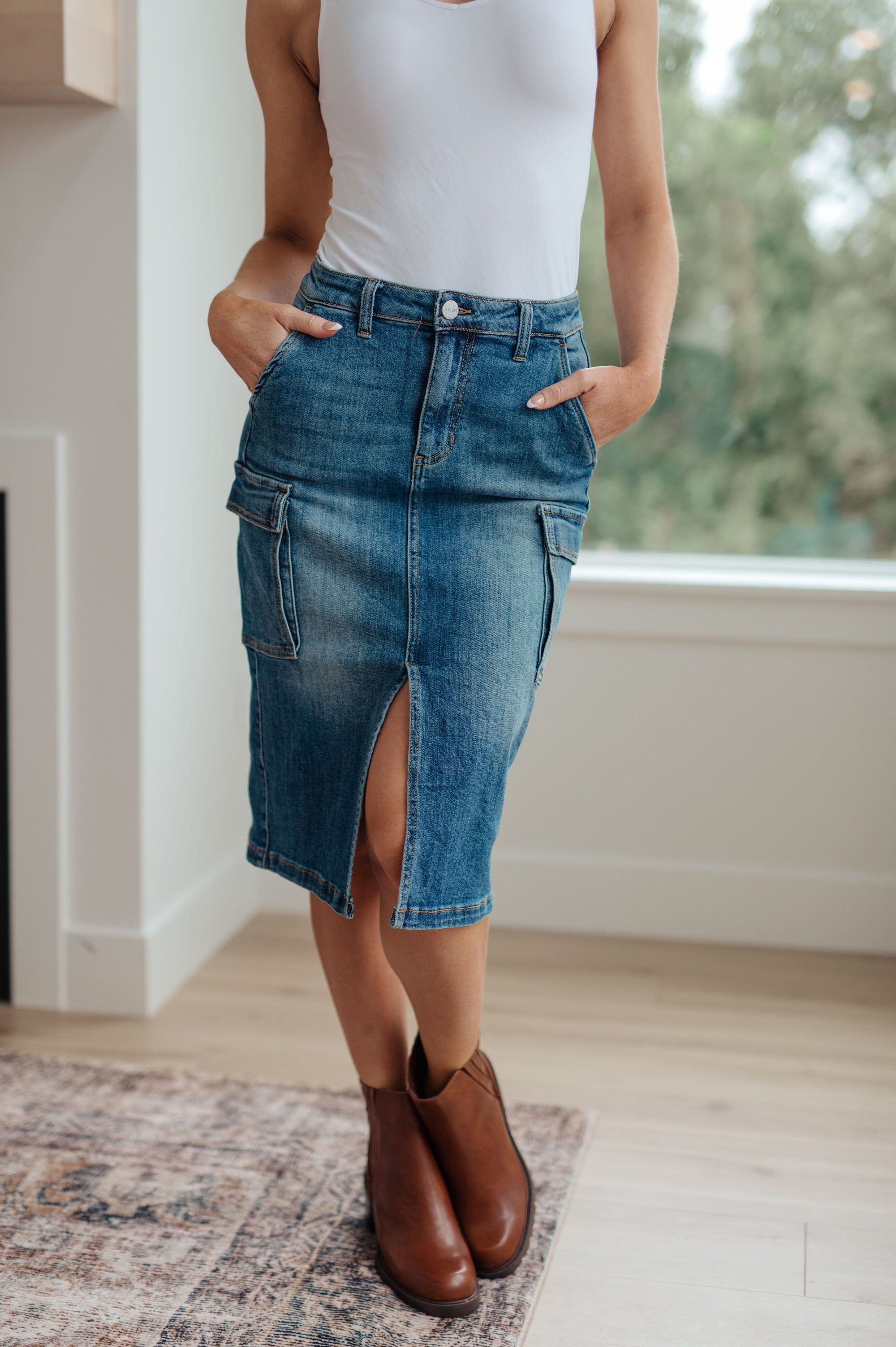 Always Be There Cargo Denim Skirt Womens Ave Shops 