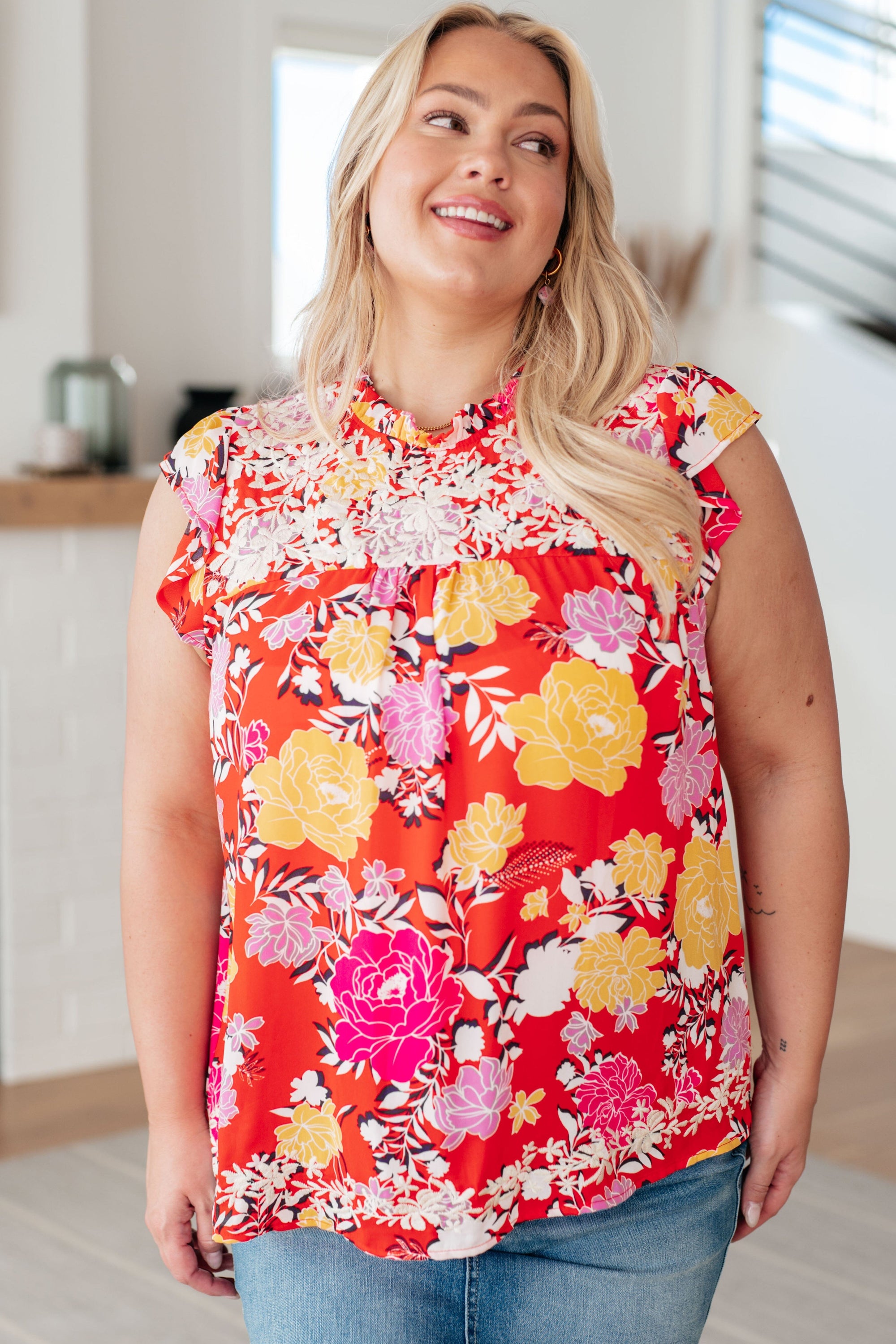 Among The Flowers Floral Top Tops Ave Shops 