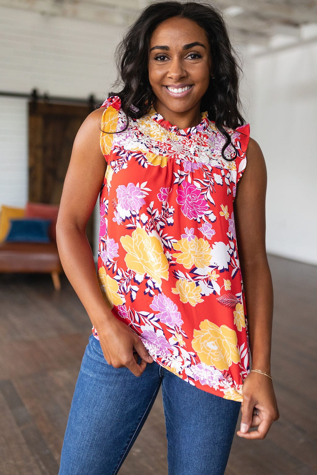 Among The Flowers Floral Top Tops Ave Shops 