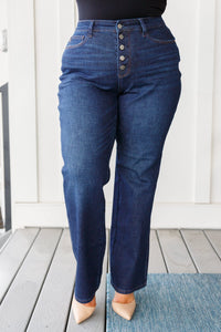 Arlo High Rise Button-Fly Straight Jeans Womens Ave Shops 