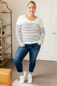 Be Still V-Neck Striped Sweater Womens Ave Shops 