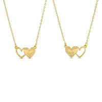 Bff Necklaces - Pair of Side By Side Hearts Necklace Splendid Iris 