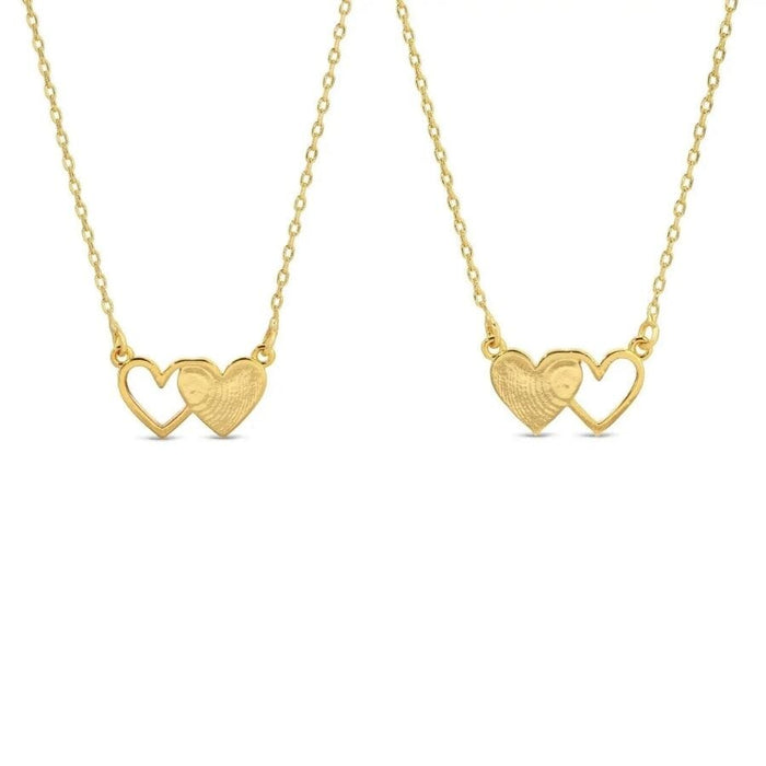 Bff Necklaces - Pair of Side By Side Hearts Necklace Splendid Iris 