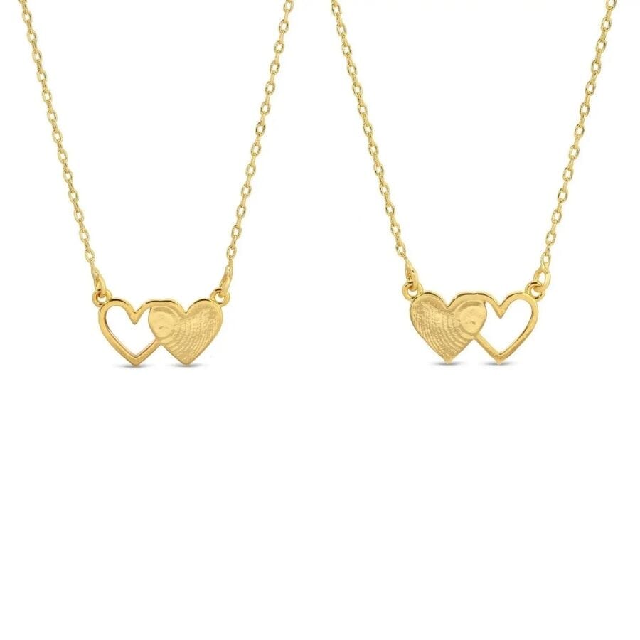 Bff Necklaces - Pair of Side By Side Hearts Necklace Splendid Iris 