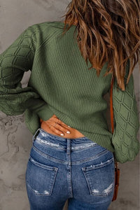 Bishop Sleeve Button V Neck Cardigan Sweater Shirts & Tops 1 Woman 
