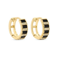 Black Baguette and Pave Huggies Earrings Splendid Iris 