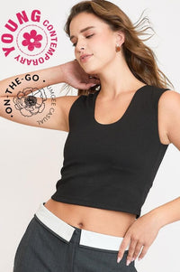 Black Luxeknit Scoop Neck Camisole Shirts & Tops Umgee 