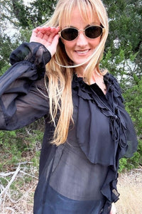 Black Sheer Chiffon Blouse Shirts & Tops ODDi 