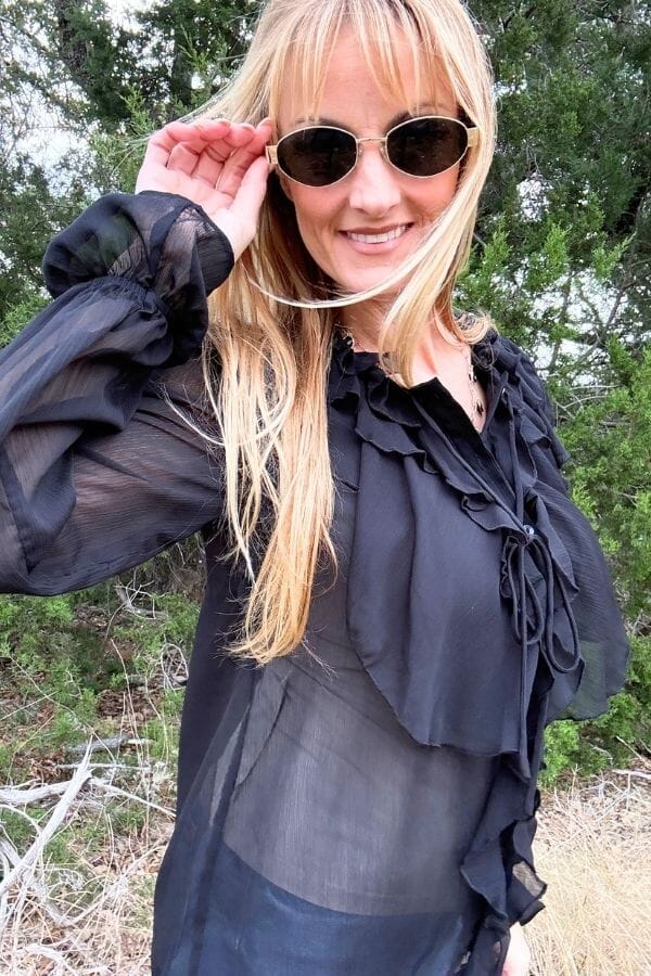 Black Sheer Chiffon Blouse Shirts & Tops ODDi 