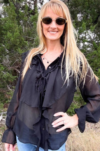 Black Sheer Chiffon Blouse Shirts & Tops ODDi 