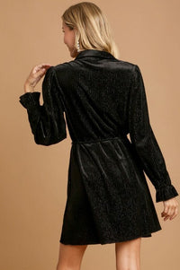 Black Textured Velvet Mini Dress Dress Umgee 