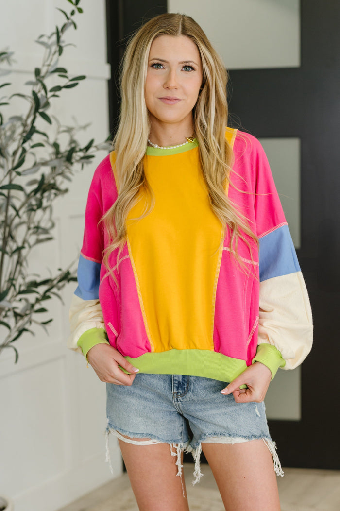 Blockbuster Color Block Pullover in Bright Womens Ave Shops 