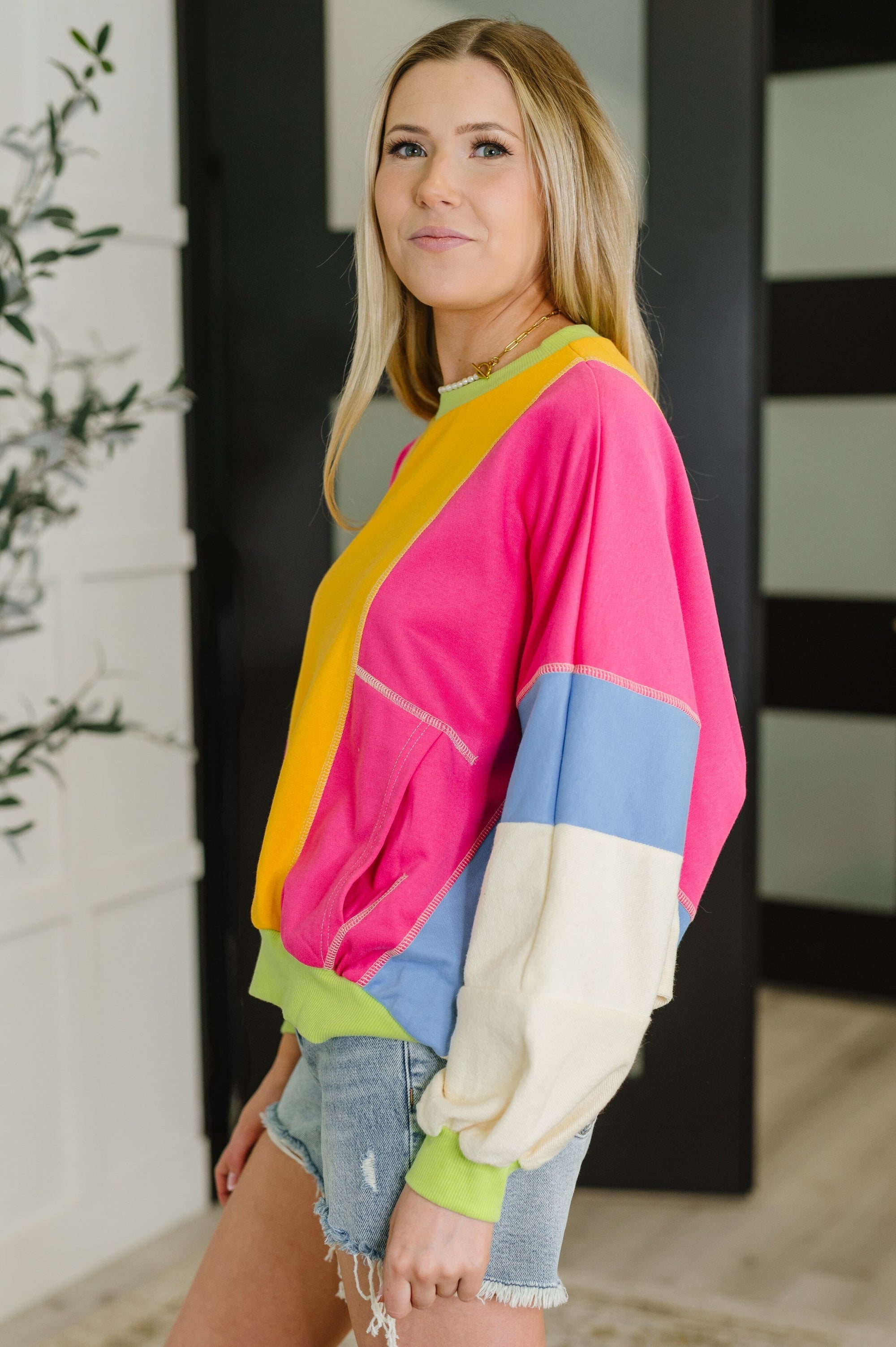 Blockbuster Color Block Pullover in Bright Womens Ave Shops 