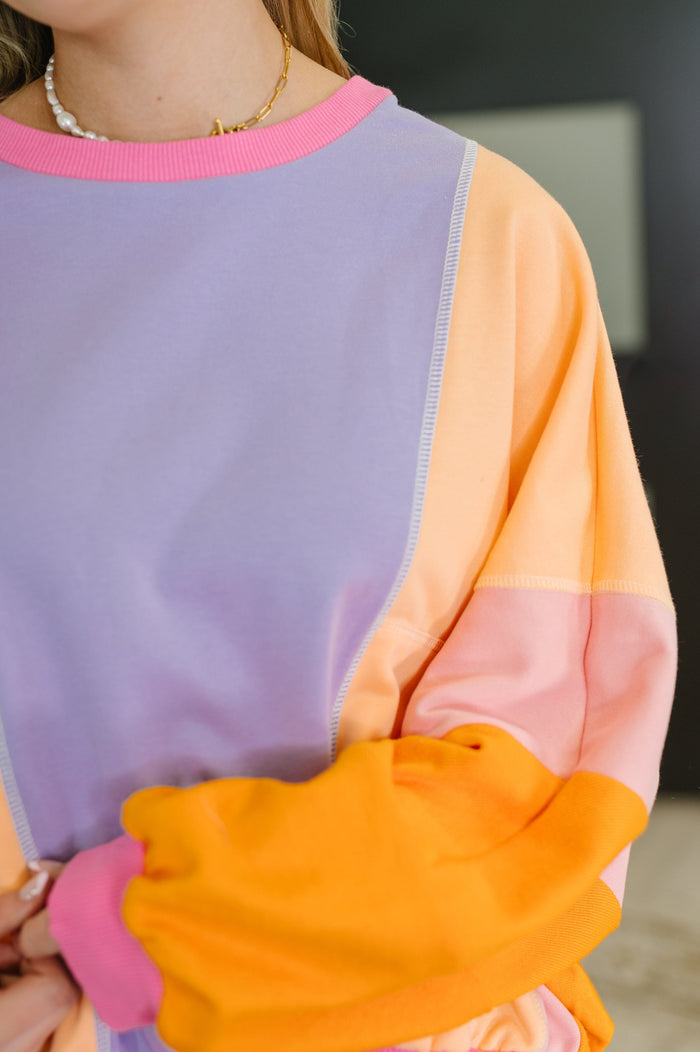 Blockbuster Color Block Pullover in Muted Womens Ave Shops 