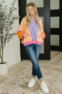 Blockbuster Color Block Pullover in Muted Womens Ave Shops 
