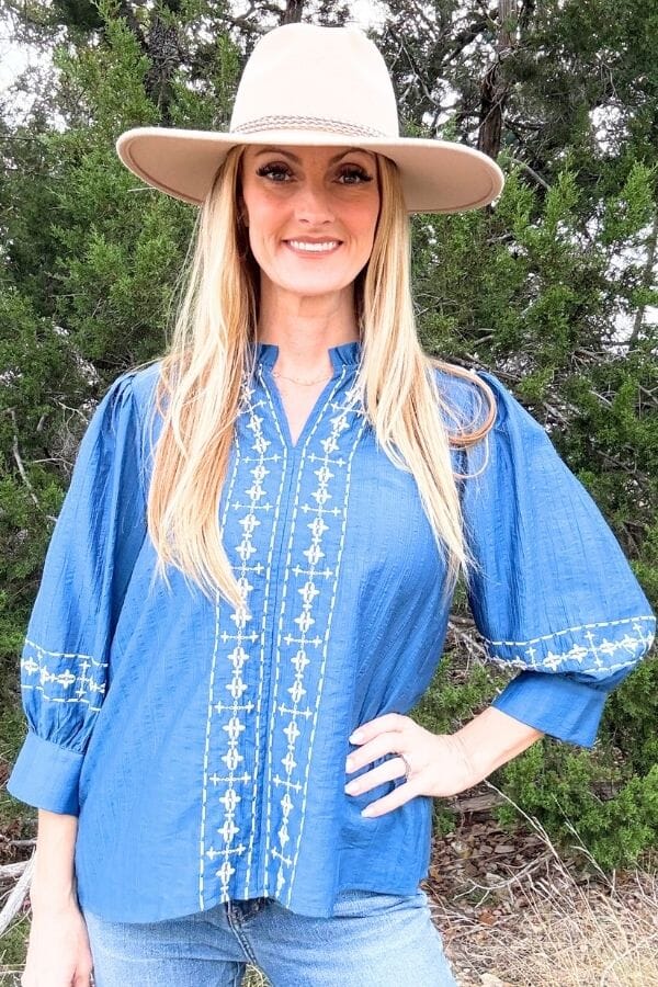 Blue Crinkled Solid Blouse Shirts & Tops ODDi 