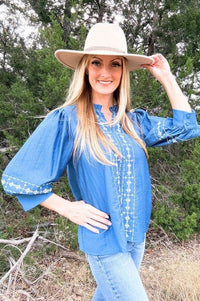 Blue Crinkled Solid Blouse Shirts & Tops ODDi 