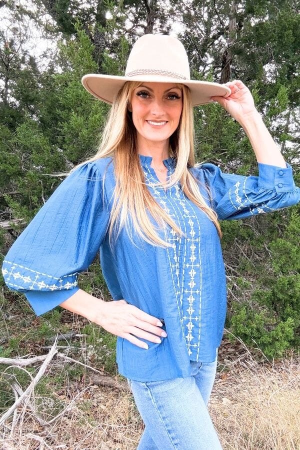 Blue Crinkled Solid Blouse Shirts & Tops ODDi 