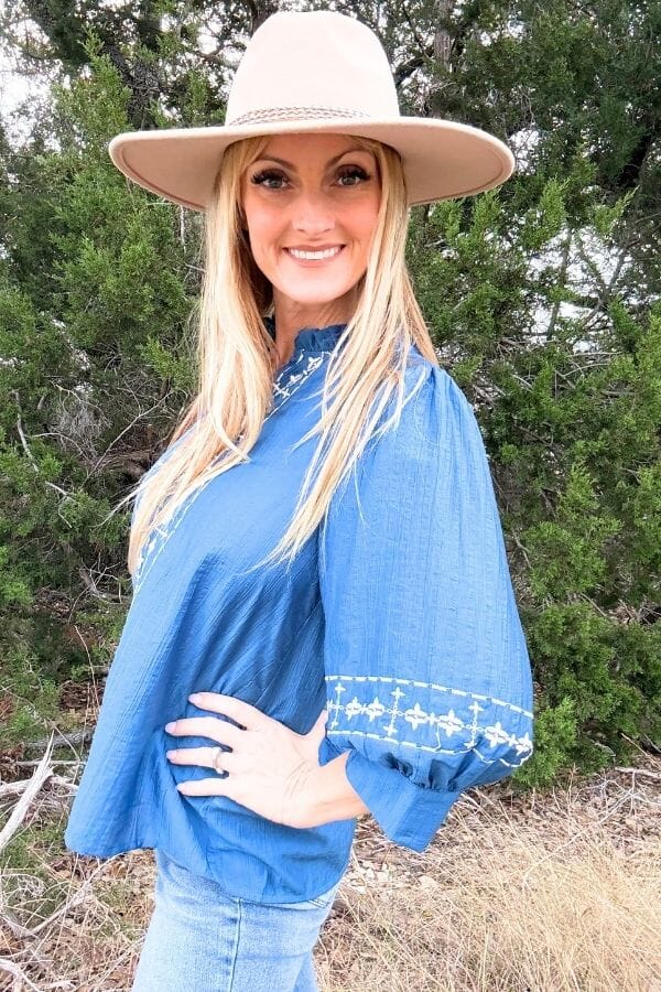 Blue Crinkled Solid Blouse Shirts & Tops ODDi 