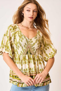 Bohemian Breeze Smocked Peplum Top Shirts & Tops Umgee 