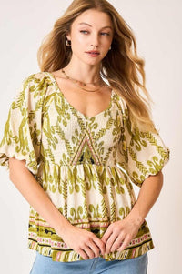 Bohemian Breeze Smocked Peplum Top Shirts & Tops Umgee 