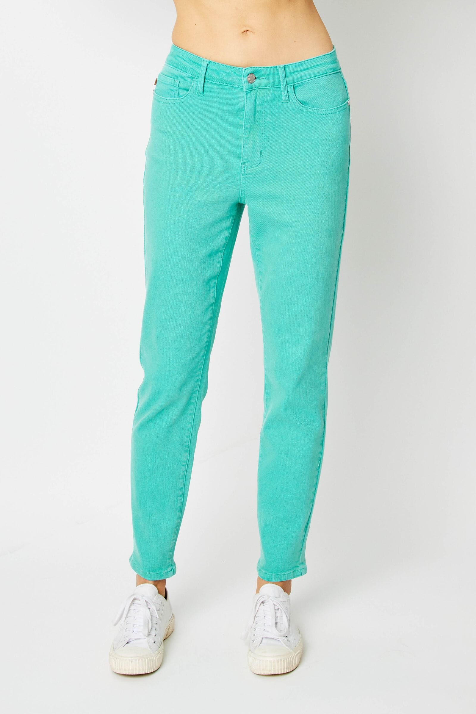 Bridgette High Rise Garment Dyed Slim Jeans in Aquamarine Womens Ave Shops 