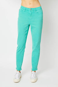 Bridgette High Rise Garment Dyed Slim Jeans in Aquamarine Womens Ave Shops 