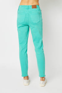 Bridgette High Rise Garment Dyed Slim Jeans in Aquamarine Womens Ave Shops 