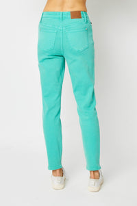 Bridgette High Rise Garment Dyed Slim Jeans in Aquamarine Womens Ave Shops 
