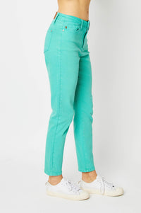 Bridgette High Rise Garment Dyed Slim Jeans in Aquamarine Womens Ave Shops 