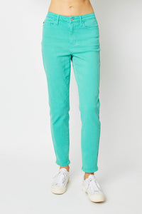 Bridgette High Rise Garment Dyed Slim Jeans in Aquamarine Womens Ave Shops 