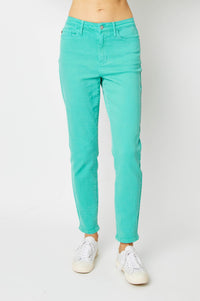 Bridgette High Rise Garment Dyed Slim Jeans in Aquamarine Womens Ave Shops 