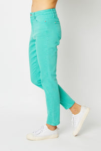 Bridgette High Rise Garment Dyed Slim Jeans in Aquamarine Womens Ave Shops 