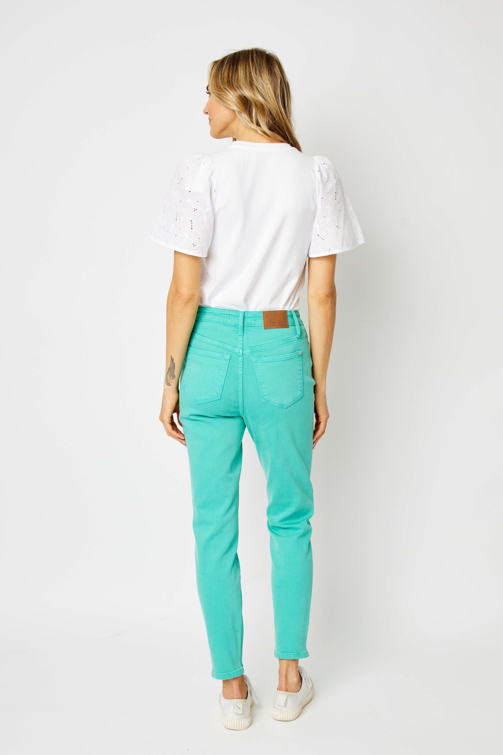 Bridgette High Rise Garment Dyed Slim Jeans in Aquamarine Womens Ave Shops 